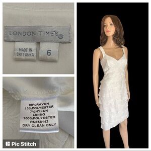 London Times Ivory Ruffle Dress size 6